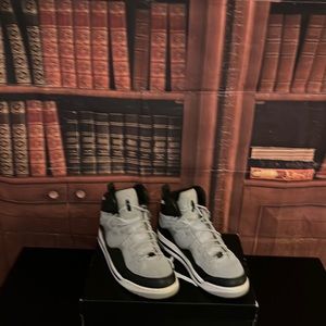 Black and grey leather Jordan sneakers